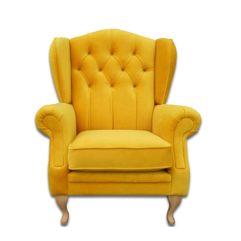 Fotel Bertiso w żółtej tkaninie