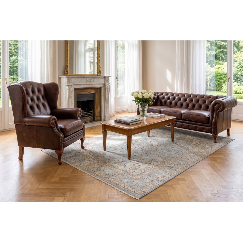 Czarna sofa uszak Bertiso 150 cm pasująca do fotela z podnóżkiem Czarna sofa uszak Bertiso 150 cm pasująca do fotela z podnóżkiem