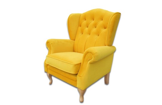 Fotel Bertiso w żółtej tkaninie