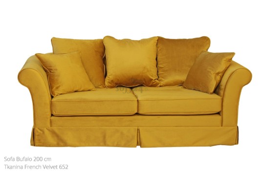 Sofa w złotej tkaninie Bufalo 200 cm 