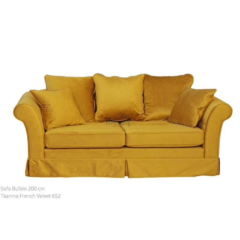 Sofa w złotej tkaninie Bufalo 200 cm 