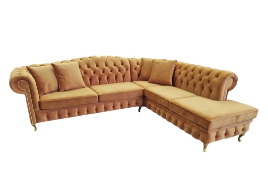 Żółty narożnik Chesterfield na wymiar - Lux