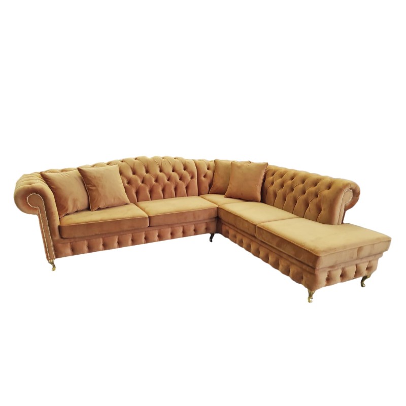 Żółty narożnik Chesterfield na wymiar - Lux