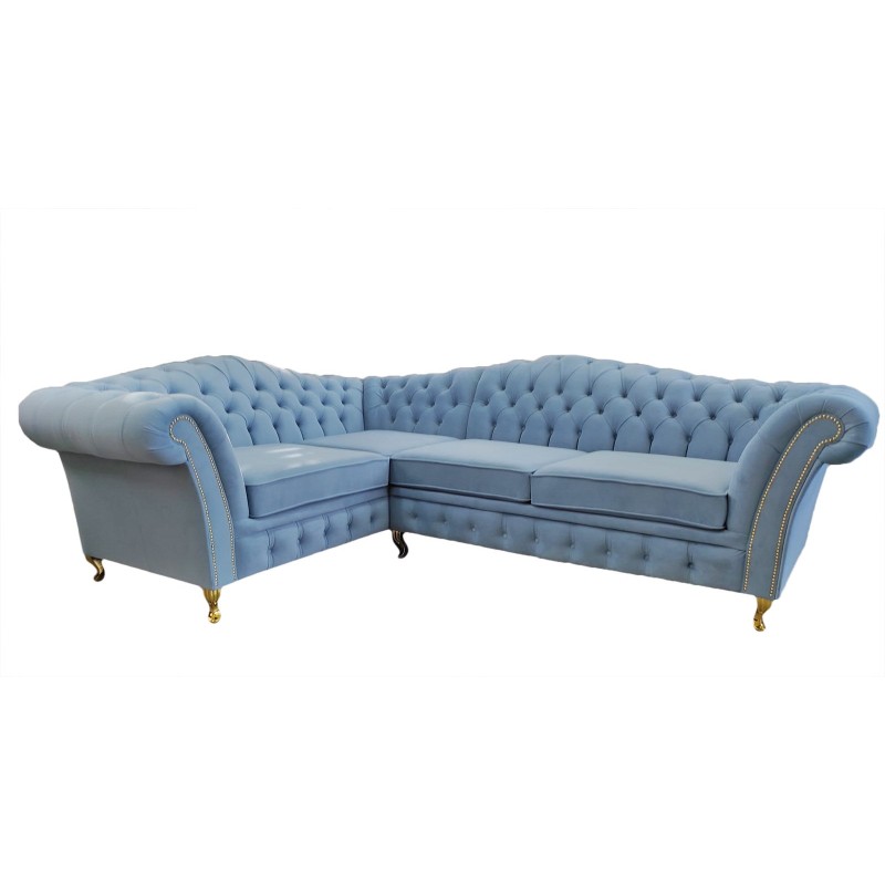Niebieski narożnik Chesterfield na wymiar - Lux