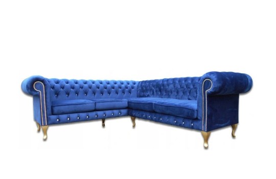 Niebieski Narożnik Chesterfield na wymiar Oliwer