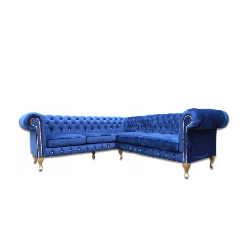 Niebieski Narożnik Chesterfield na wymiar Oliwer