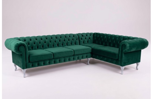 Butelkowozielony narożnik chesterfield glamour Oliwer 280 x 220 cm Butelkowozielony narożnik chesterfield glamour Oliwer 280 x 220 cm