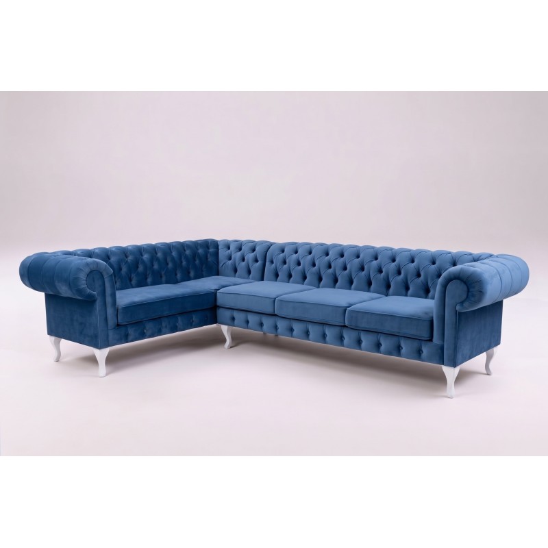 Niebieski narożnik chesterfield glamour Oliwer, ujęcie pod kątem Niebieski narożnik chesterfield glamour Oliwer, ujęcie pod kątem