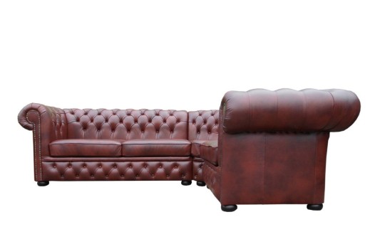 brązowy skórzany narożnik Chesterfield Gaja brązowy skórzany narożnik Chesterfield Gaja
