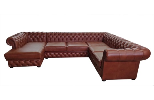 Narożnik chesterfield w skórze naturalnej 