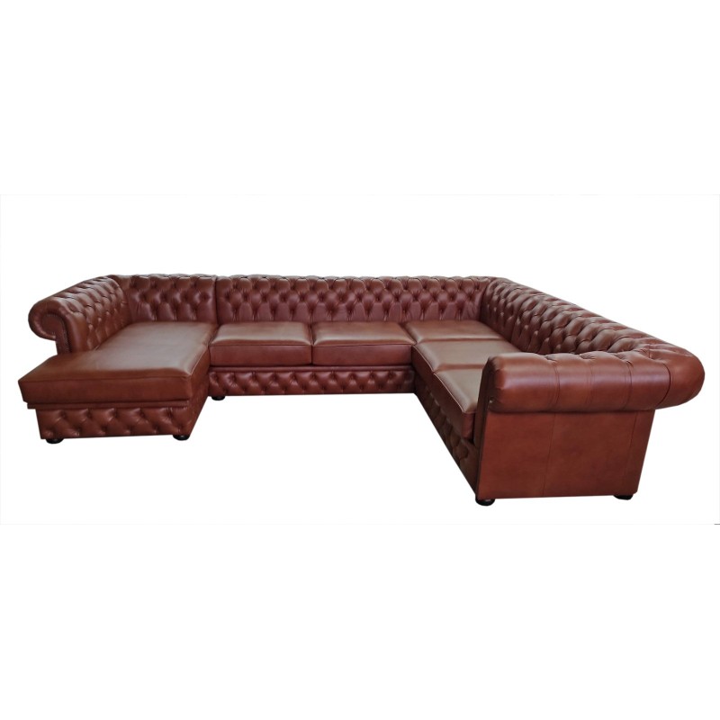 Narożnik chesterfield w skórze naturalnej 