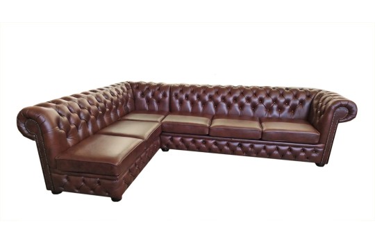 Narożnik chesterfield Deko w skórze naturalnej 