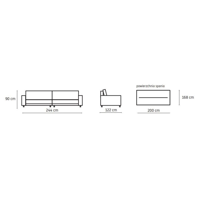 Sofa Yuuko 244 cm z funkcją spania 