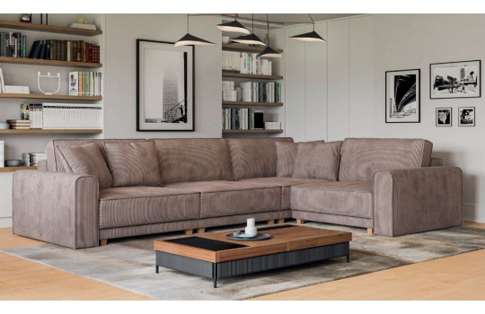 beżowy sztruksowy narożnik