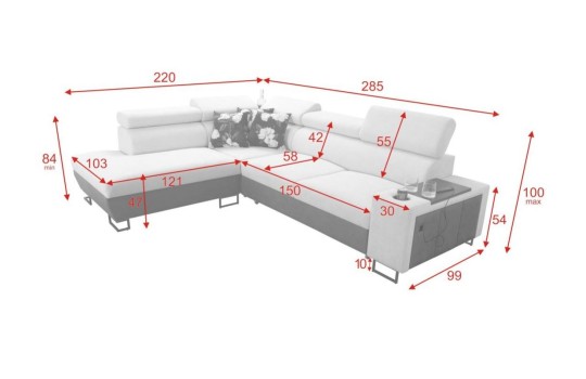 sofa w kształcie litery L 