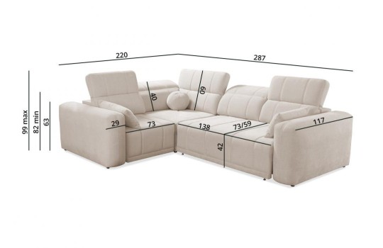 narożnik z podnoszonymi oparciami 