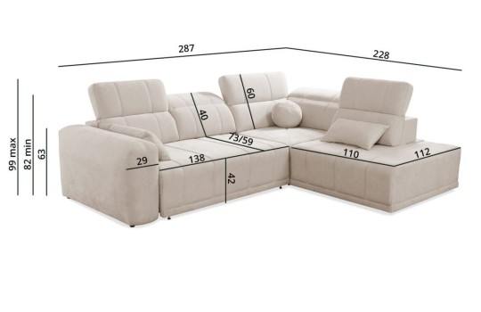 kremowa kanapa narożna do salonu 