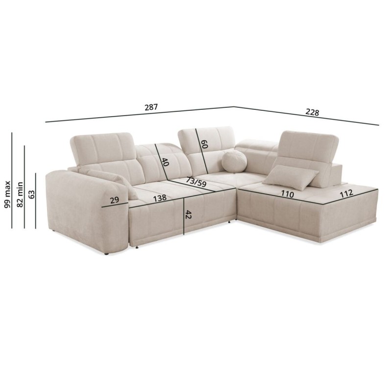 kremowa kanapa narożna do salonu 