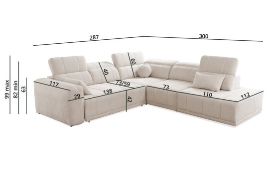 narożnik z podnoszonymi zagłówkami 