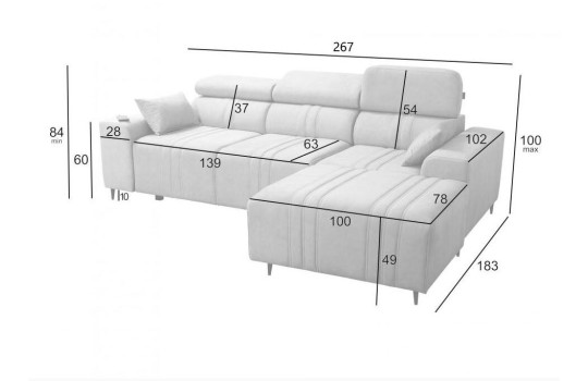 narożnik z podnoszonym oparciem 