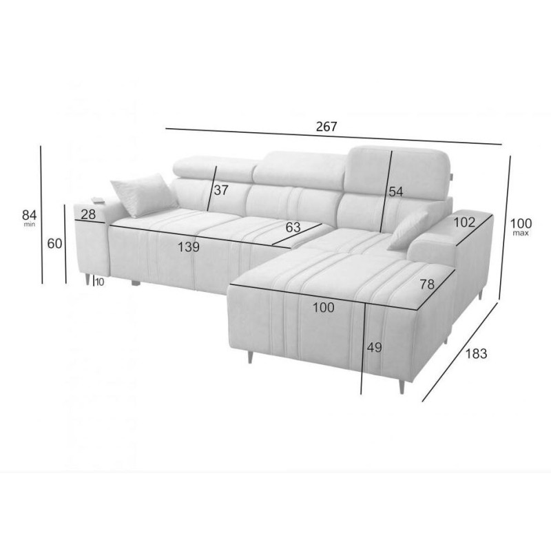 narożnik z podnoszonym oparciem 