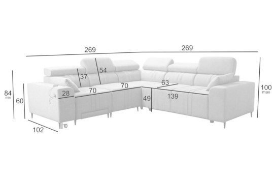 sofa w kształcie litery L 