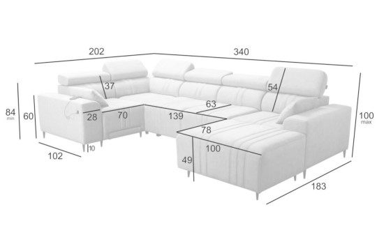 narożnik w kształcie litery U 