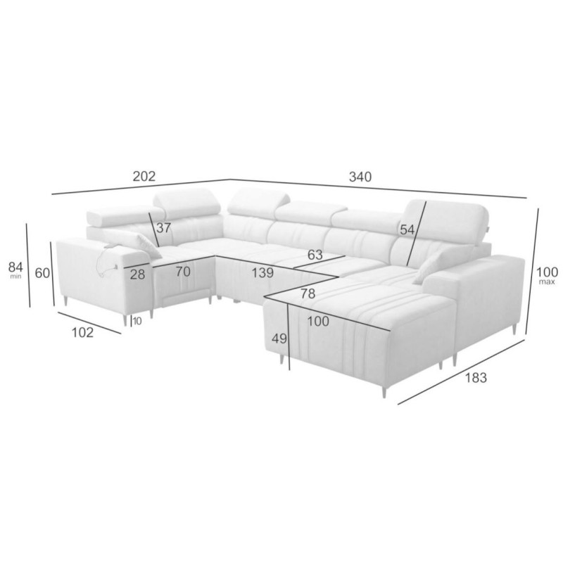 narożnik w kształcie litery U 