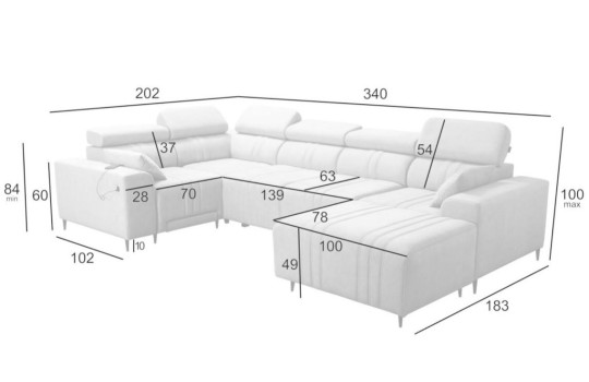 narożnik w kształcie litery u 