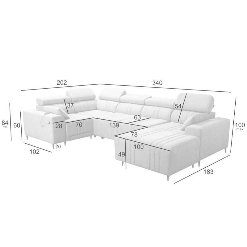 narożnik w kształcie litery u 