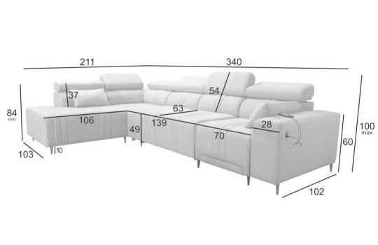 Rozkładany narożnik Ditro X MIX 279x340x183 cm 