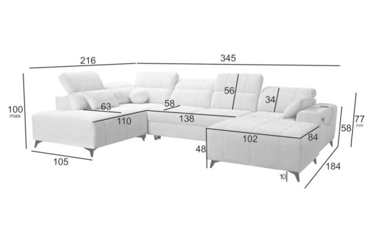 model sofy w kształcie U 