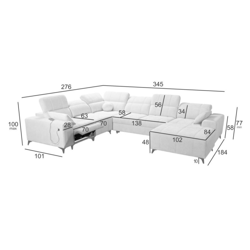 narożnik w układzie U kombo