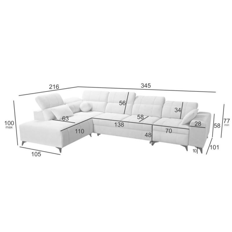 narożnik z oparciem na szezlongu 