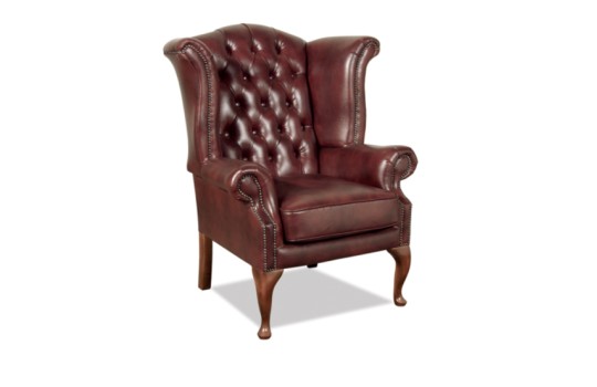 Skórzany fotel Chesterfield z pikowanym oparciem Wiktoria