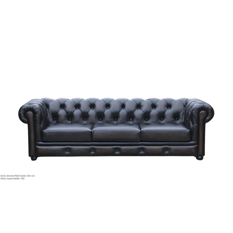  Sofa chesterfield Satin 265 cm w skórze Asportabile 700