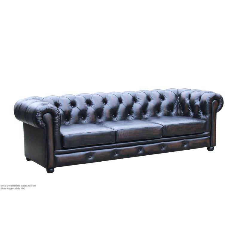  Sofa chesterfield Satin 265 cm w skórze Asportabile 700