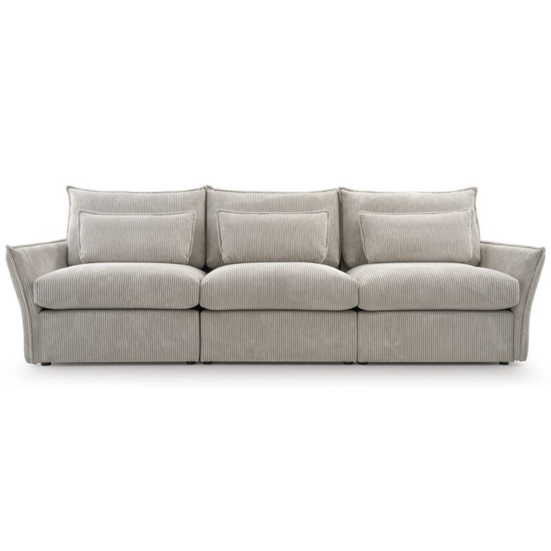 sofa w szarej tkaninie 