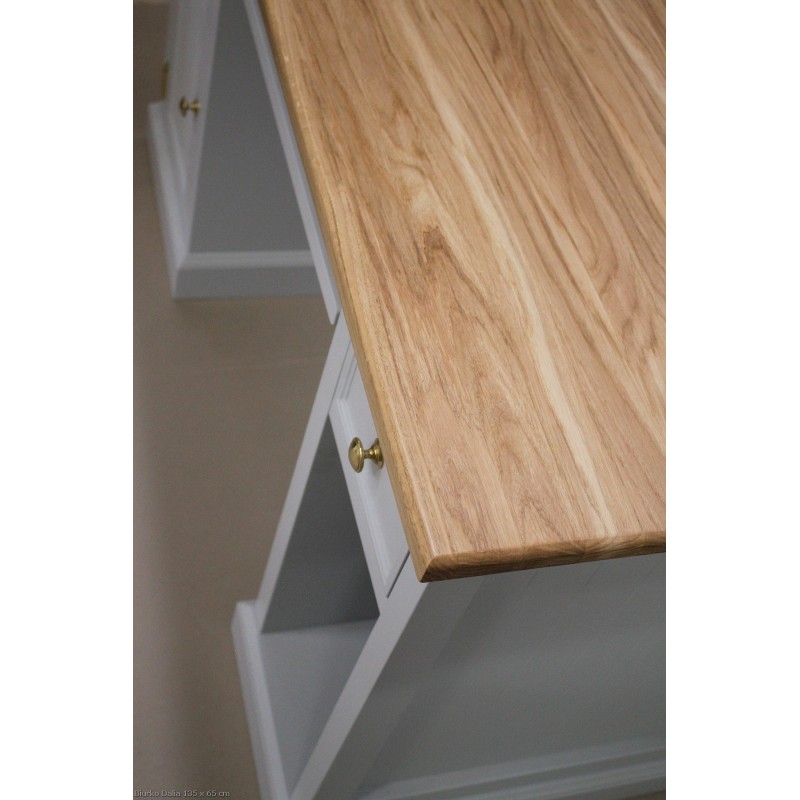 Rustykalne biurko z drewnianym blatem Dalia 