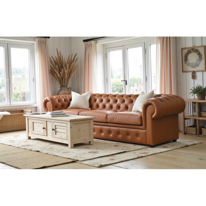 sofa w koniakowej skórze retro 