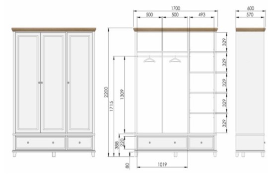 Projekt szafy Gotland 170 cm