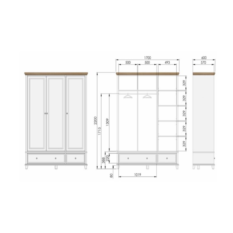 Projekt szafy Gotland 170 cm