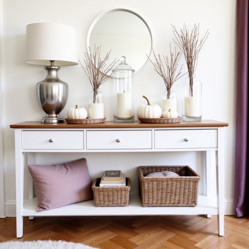 Drewniana konsola z półką Iwa 2W