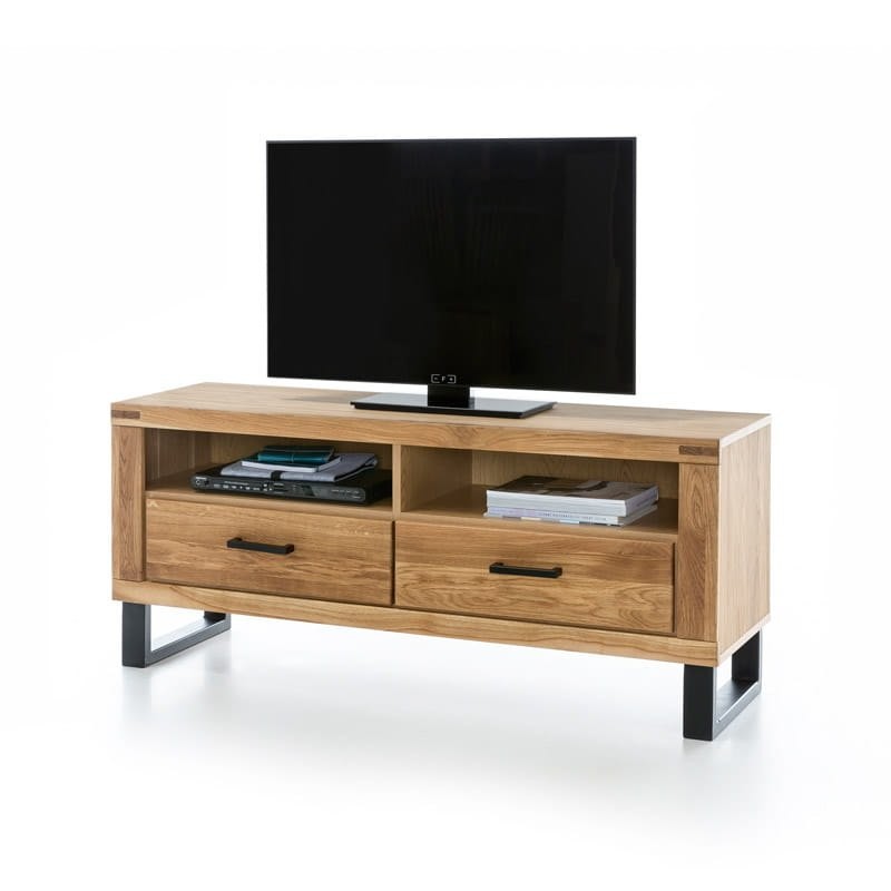 Nowoczesna dębowa szafka RTV Brig 138 cm