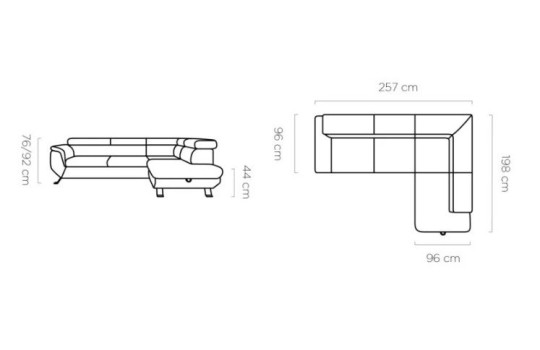 Narożnik rozkładany Luni 257 x 198 cm 