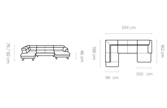 Narożnik rozkładany Luni 198 x 334 x 162 cm