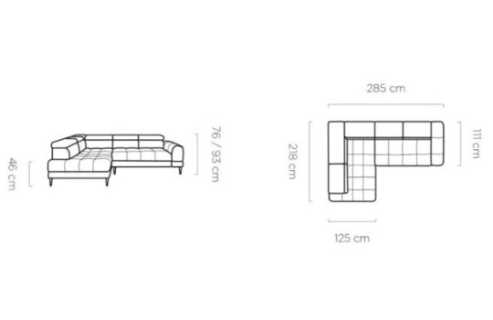 Narożnik rozkładany Talus  L 285 x 218 cm 