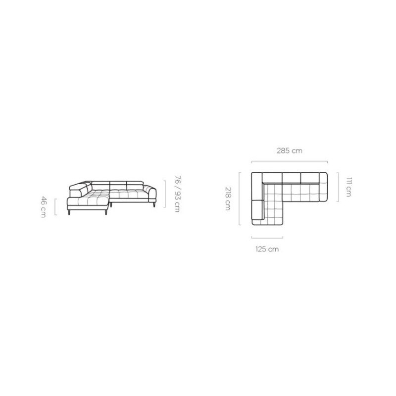 Narożnik rozkładany Talus  L 285 x 218 cm 
