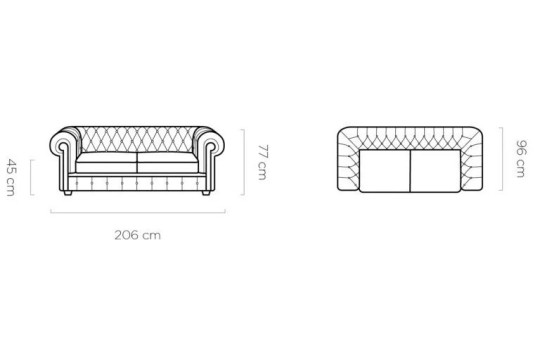 Sofa chesterfield Orlo 206 cm 