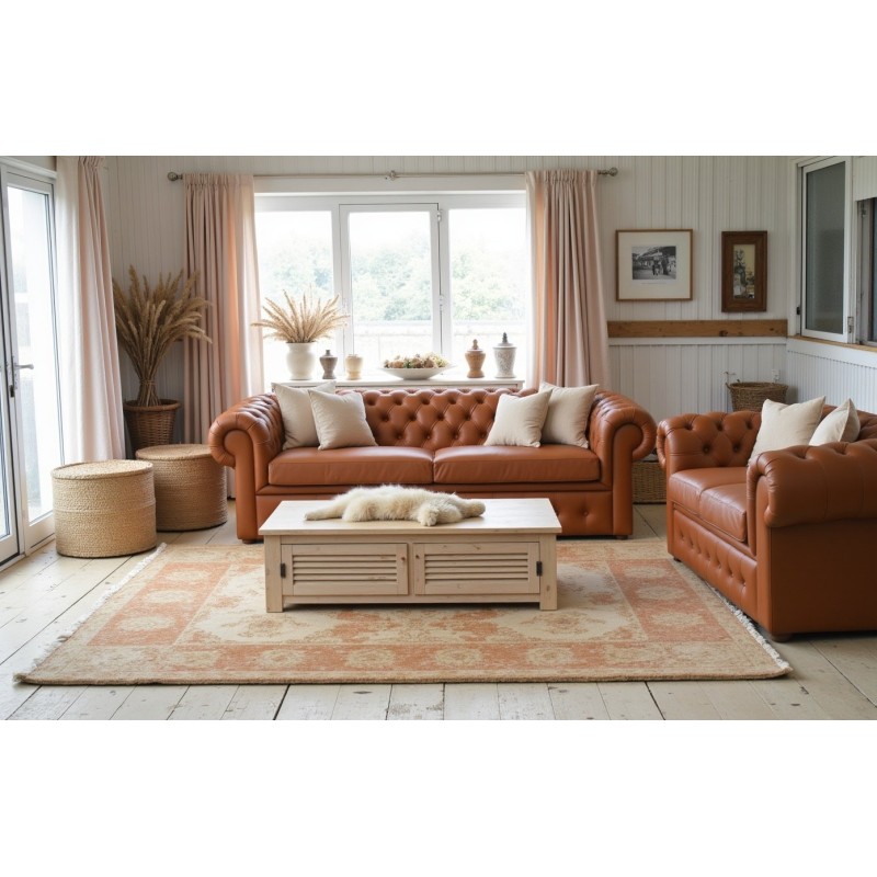 Kremowa sofa chesterfield Retro 230 cm 